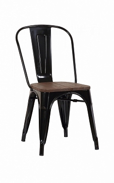 Стул Marais A-chair (Tolix style) черный глянцевый c дер. сид.